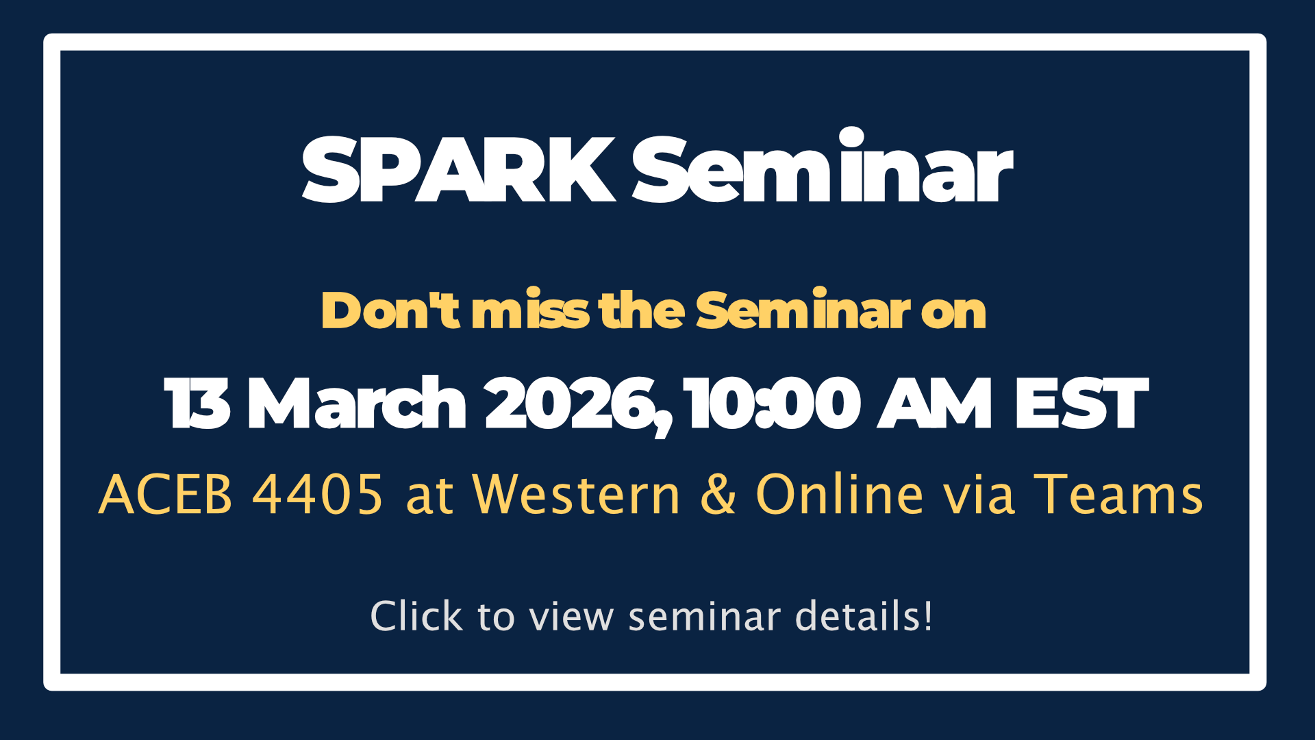 March 2026 SPARK Seminar